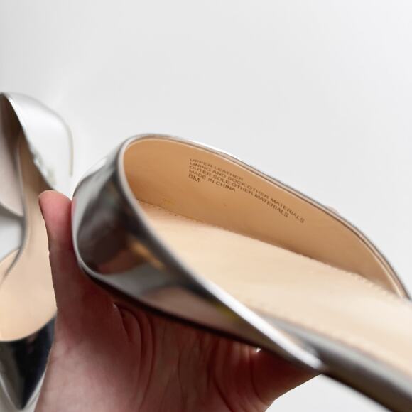 NWT Banana Republic Metallic Silver D'Orsay Pointed Toe Flats Size 8 - Picture 7 of 8